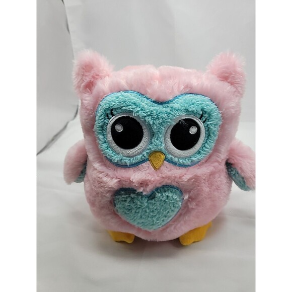 8" FAB.NY pink, turqois & yellow plush owl bank - Picture 14 of 15